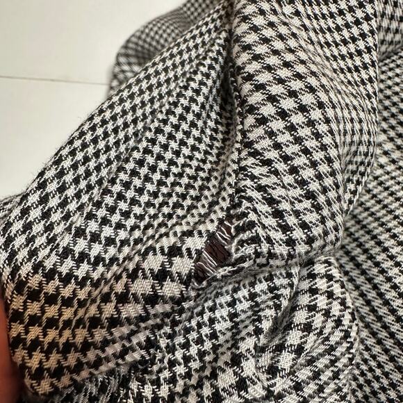 NEW Max Studio Blouse Top Long Sleeve Houndstooth Print Black White Large - Picture 8 of 12